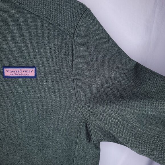 Vineyard Vines Mountain Sweater Mens Large Green Fleece 1/4 Zip Pullover - Picture 5 of 12